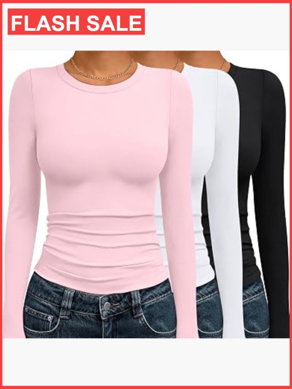3 Pack Womens Long Sleeve Compression Basic Crew Neck Underscrub Tops